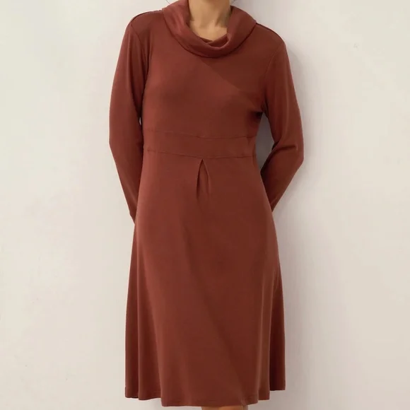 Tencel Wool Draped Neck Stretch Midi Dress KIRA - Picture 8 of 8